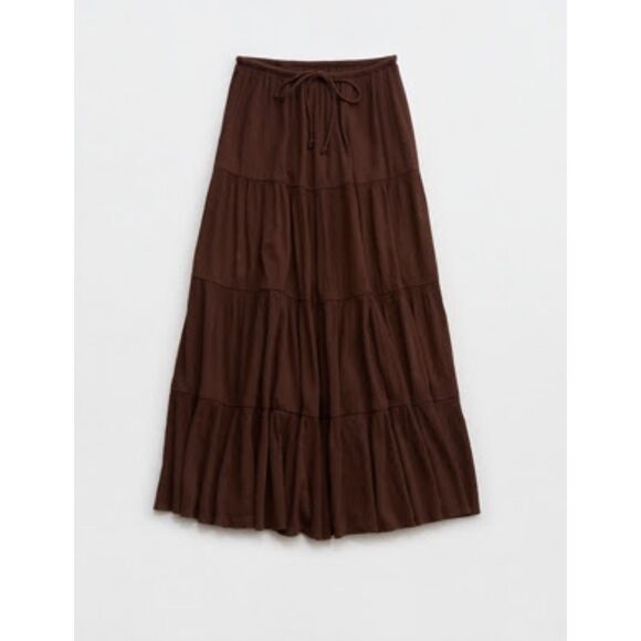 aerie Dresses & Skirts - Aerie Beach Club Tiered Maxi Skirt in Dark Maple NWT